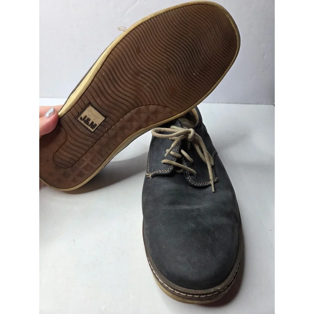Johnston & Murphy McGuffey Plain Toe Derby Navy Blue Leather Mens 10.5 W 25-8359